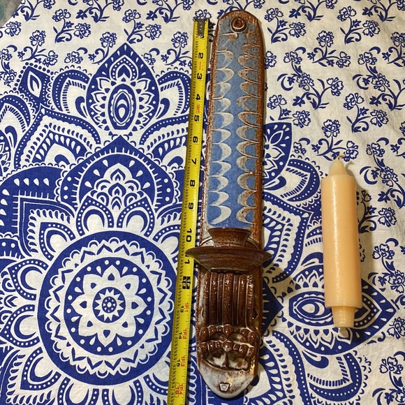 Boho Handmade Artisan Clay Pottery Candle Sconce - Picture 13 of 14